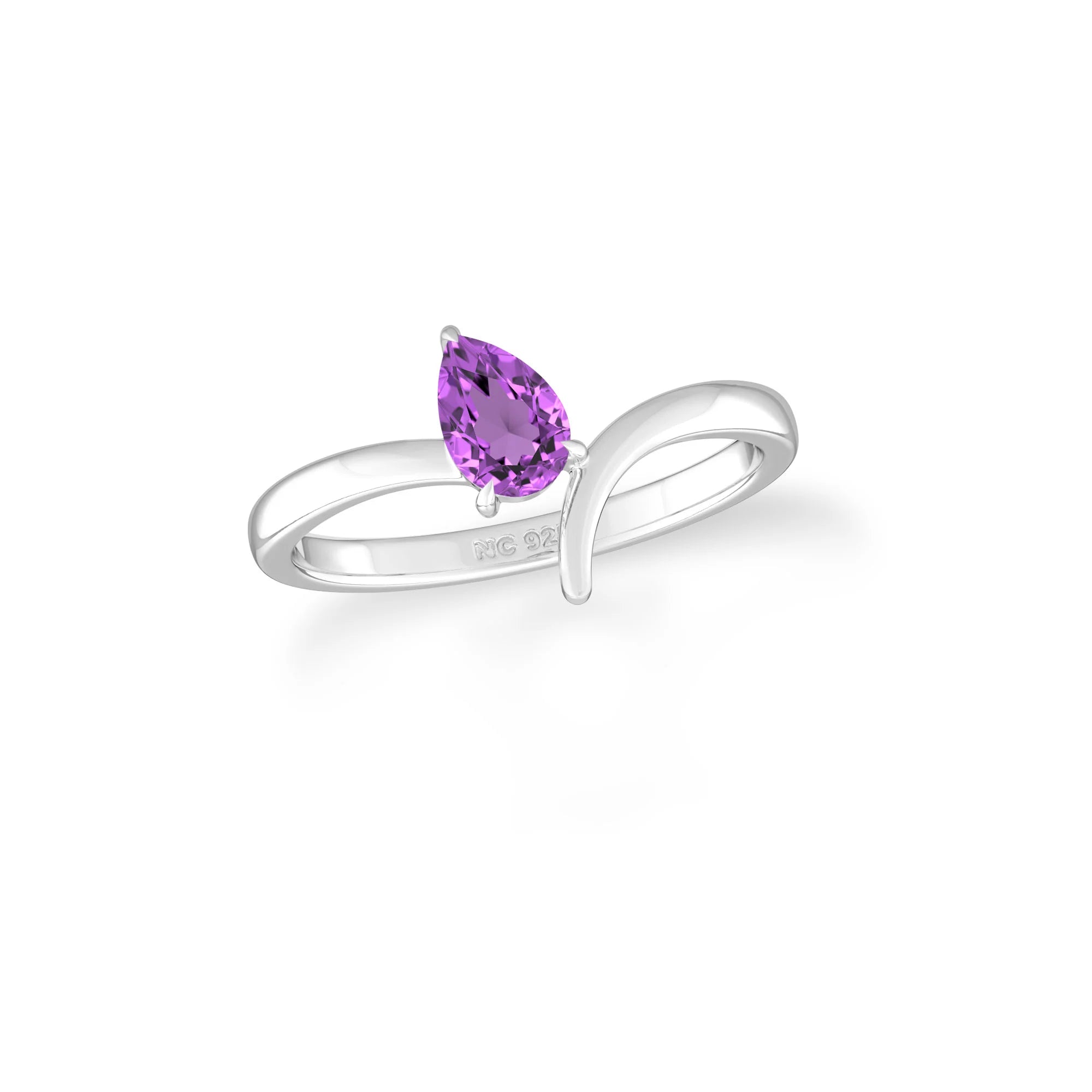 natural amethyst ring for women in sterling silver