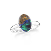 australian opal bezel-set ring