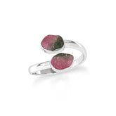 watermelon tourmaline bezel-set ring