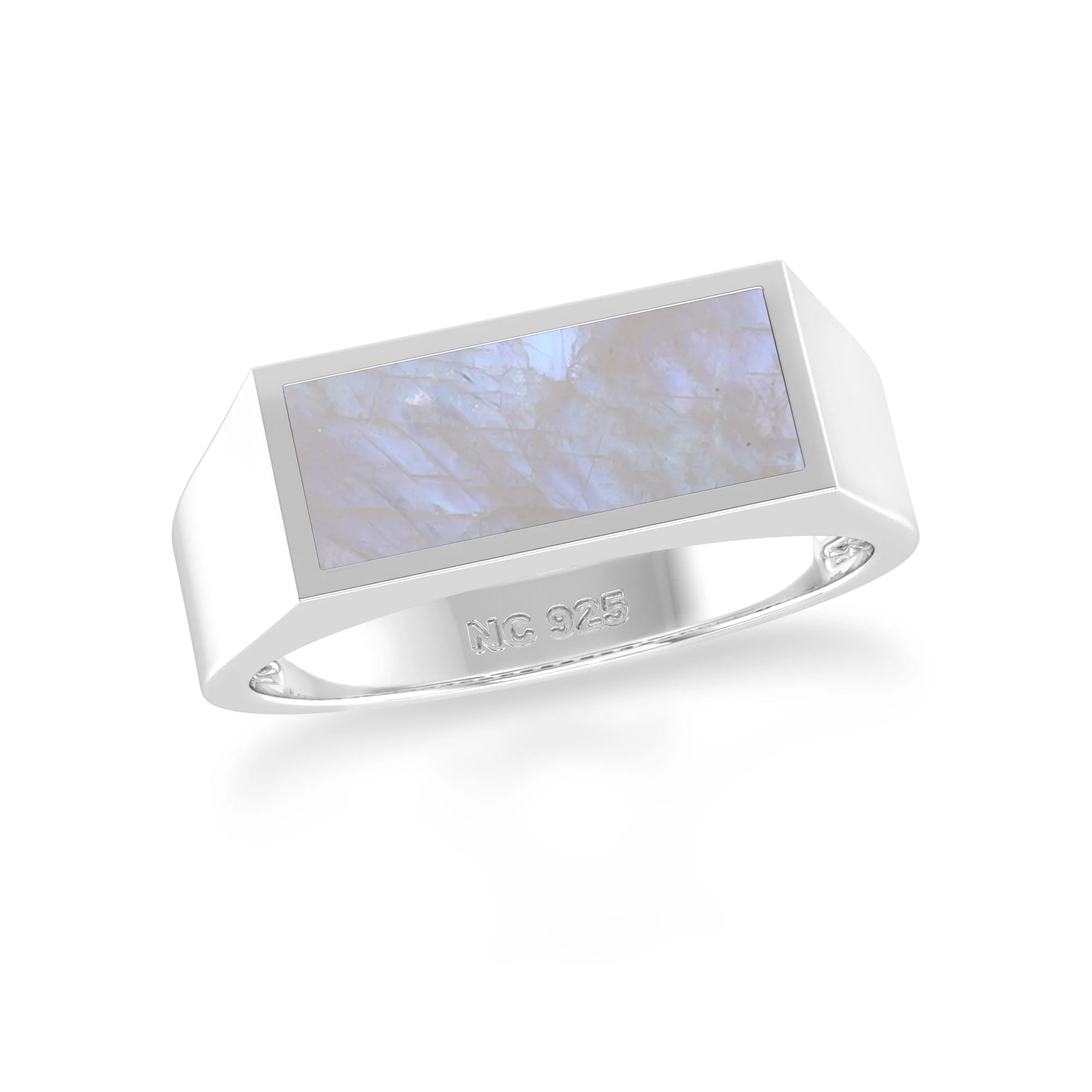 rainbow moonstone bezel-set ring