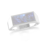 rainbow moonstone bezel-set ring