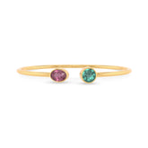 pink tourmaline with green tourmaline cut bracelet