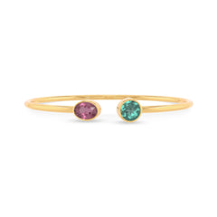 pink tourmaline with green tourmaline cut bracelet