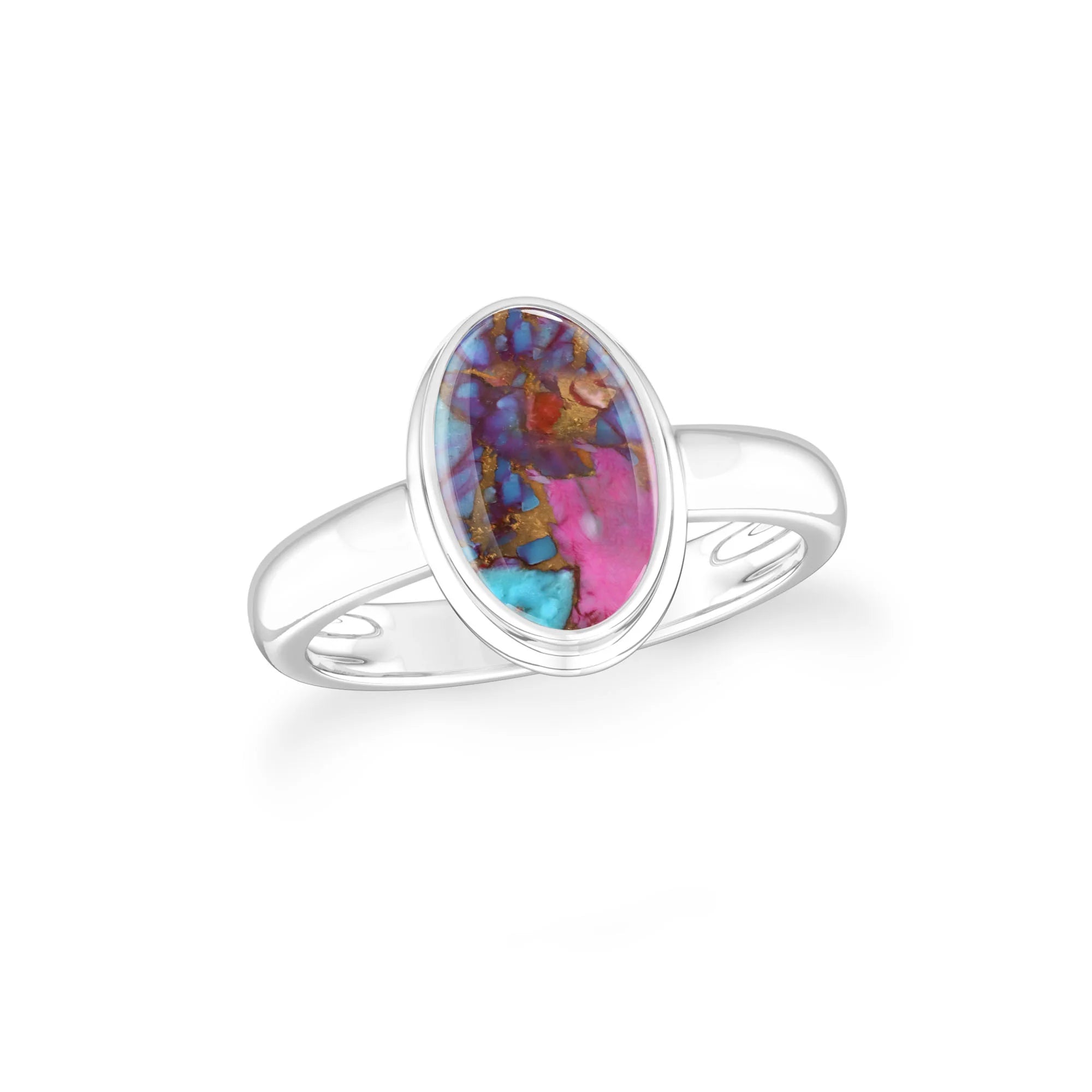 pink-spiny-oyster bezel-set ring