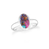 pink-spiny-oyster bezel-set ring