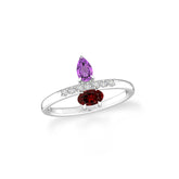 amethyst-red-garnet prong-set ring