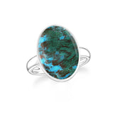 chrysocolla bezel-set ring