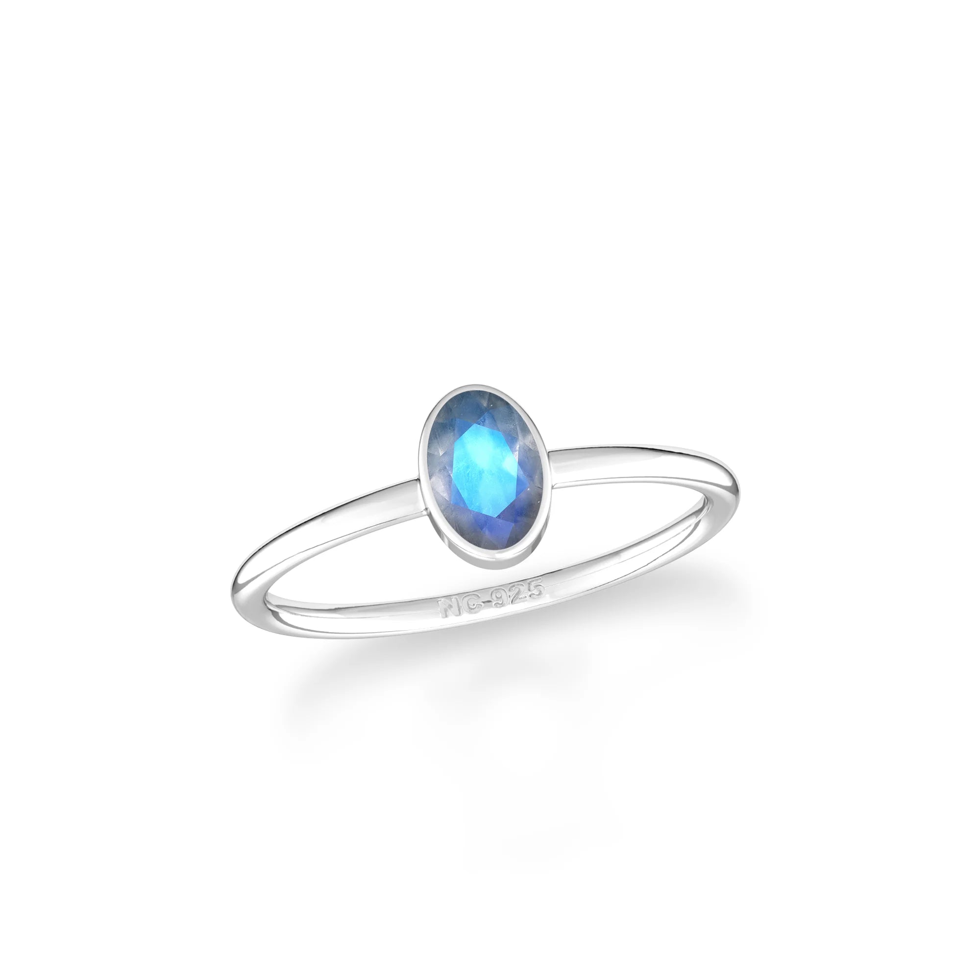 labradorite stackable bezel-set ring