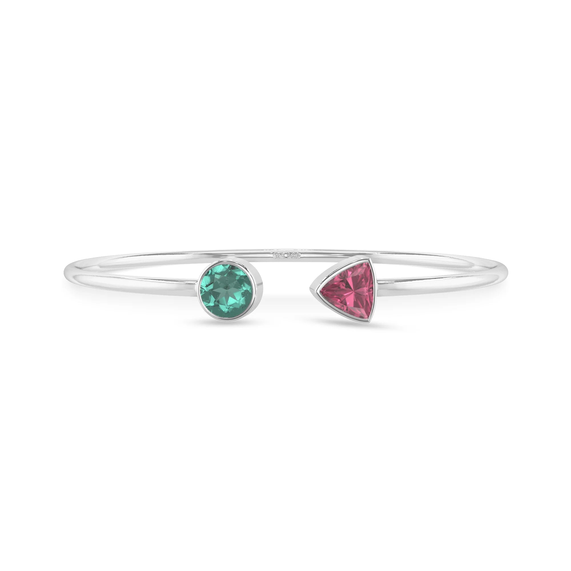 green tourmaline with pink tourmaline cut bracelet