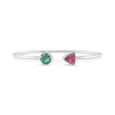 green tourmaline with pink tourmaline cut bracelet