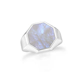 rainbow moonstone men bezel-set ring