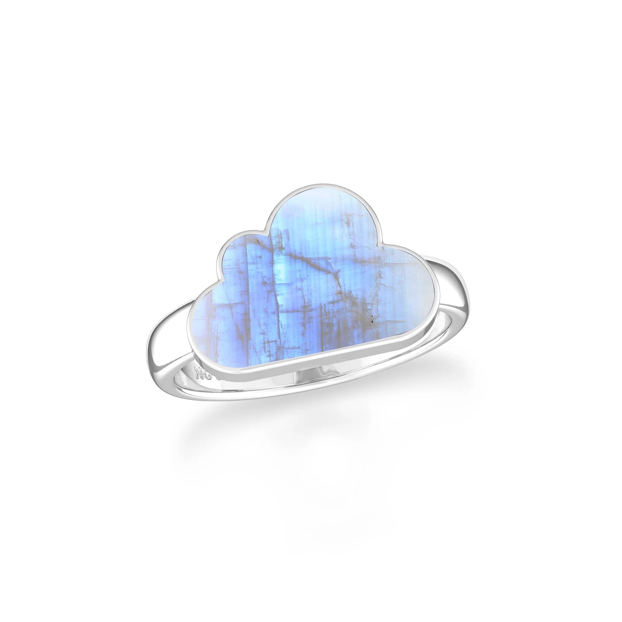 rainbow moonstone stackable bezel-set ring