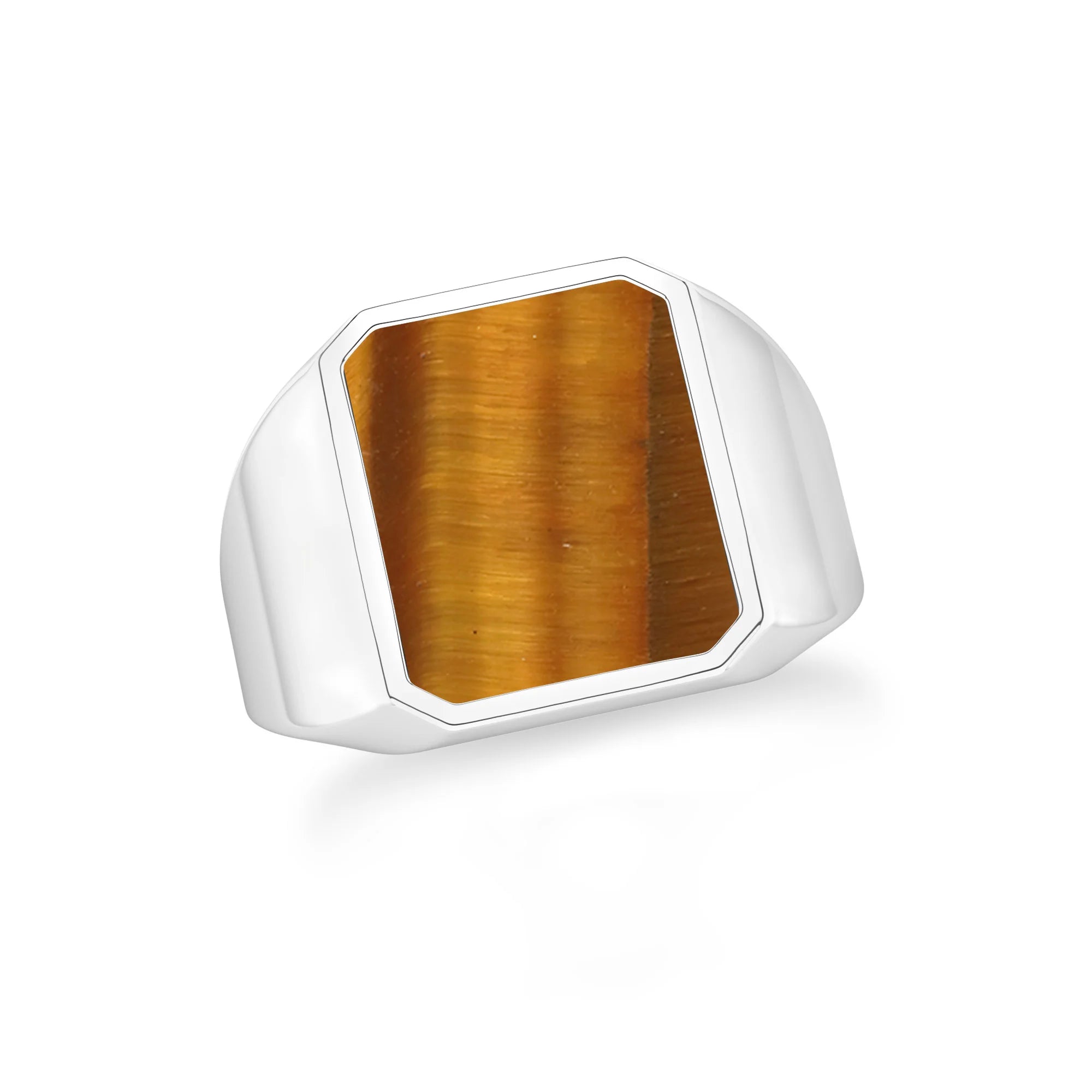 tiger eye men prong-set ring