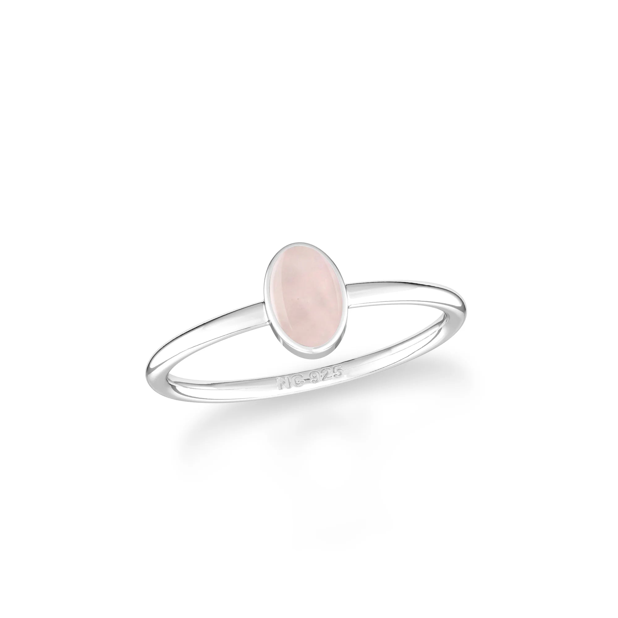 rose quartz bezel-set ring