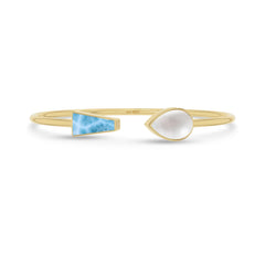 Natural Cab Pearl with Larimar Pear-Tie Shape Twister Bracelets for Women in 18K Gold Vermeil