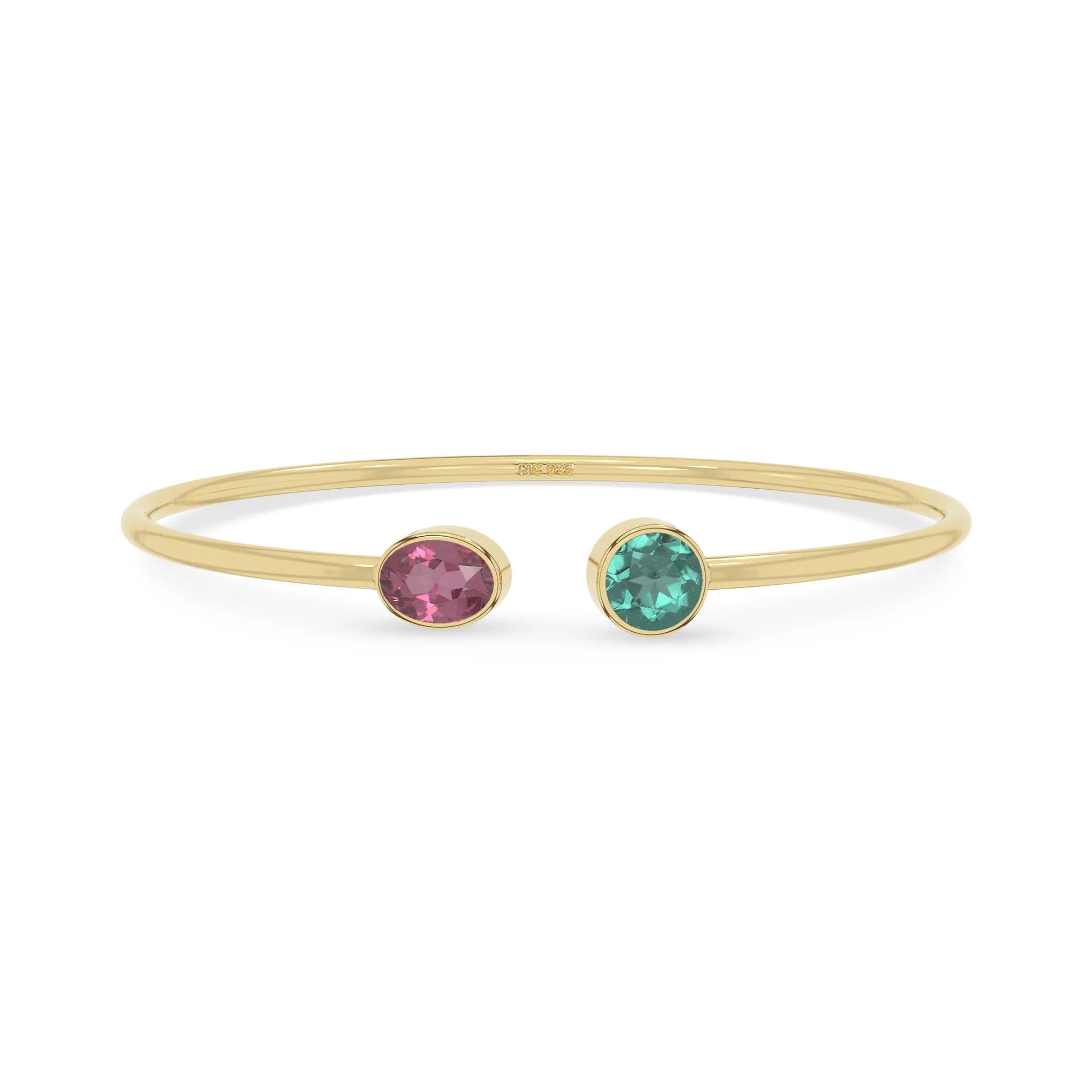pink tourmaline with green tourmaline cut bracelet