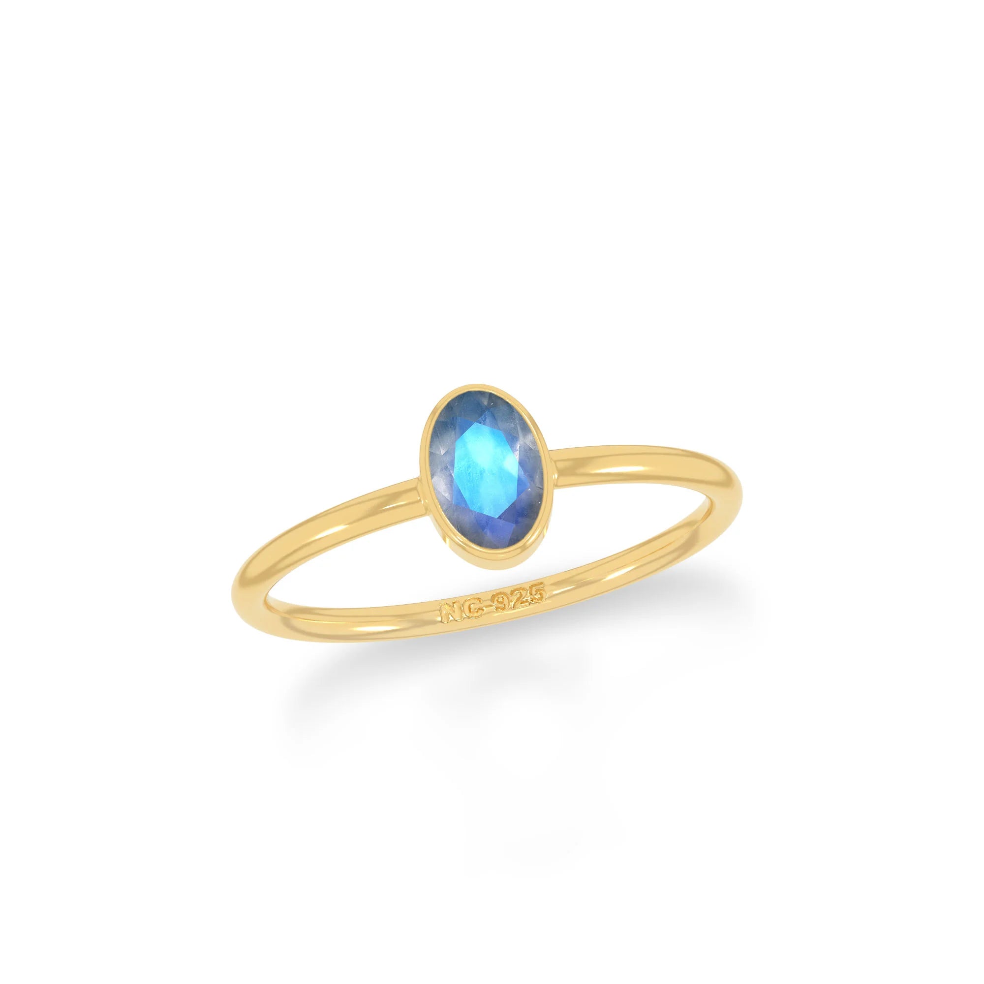 labradorite stackable bezel-set ring