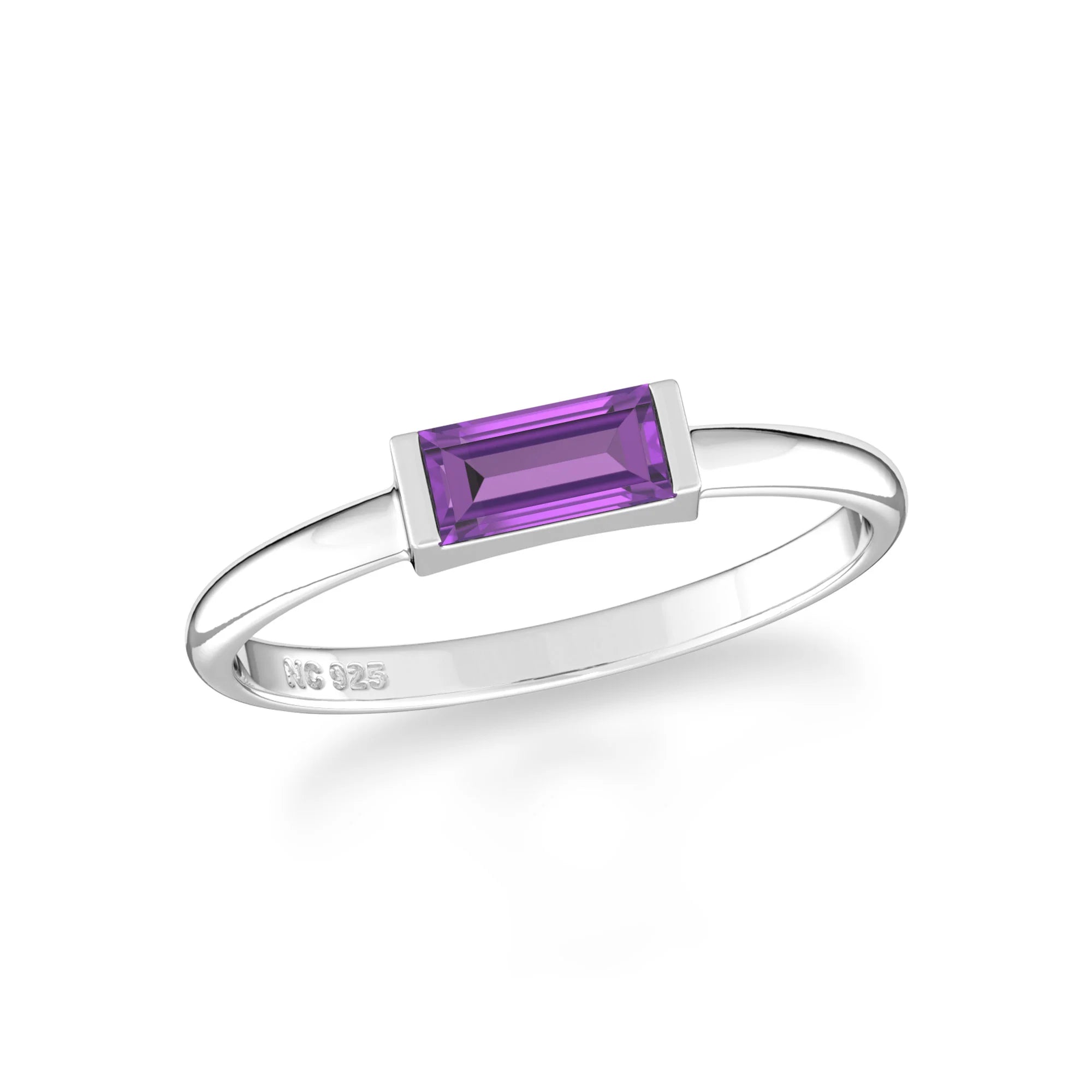 amethyst bezel-set ring