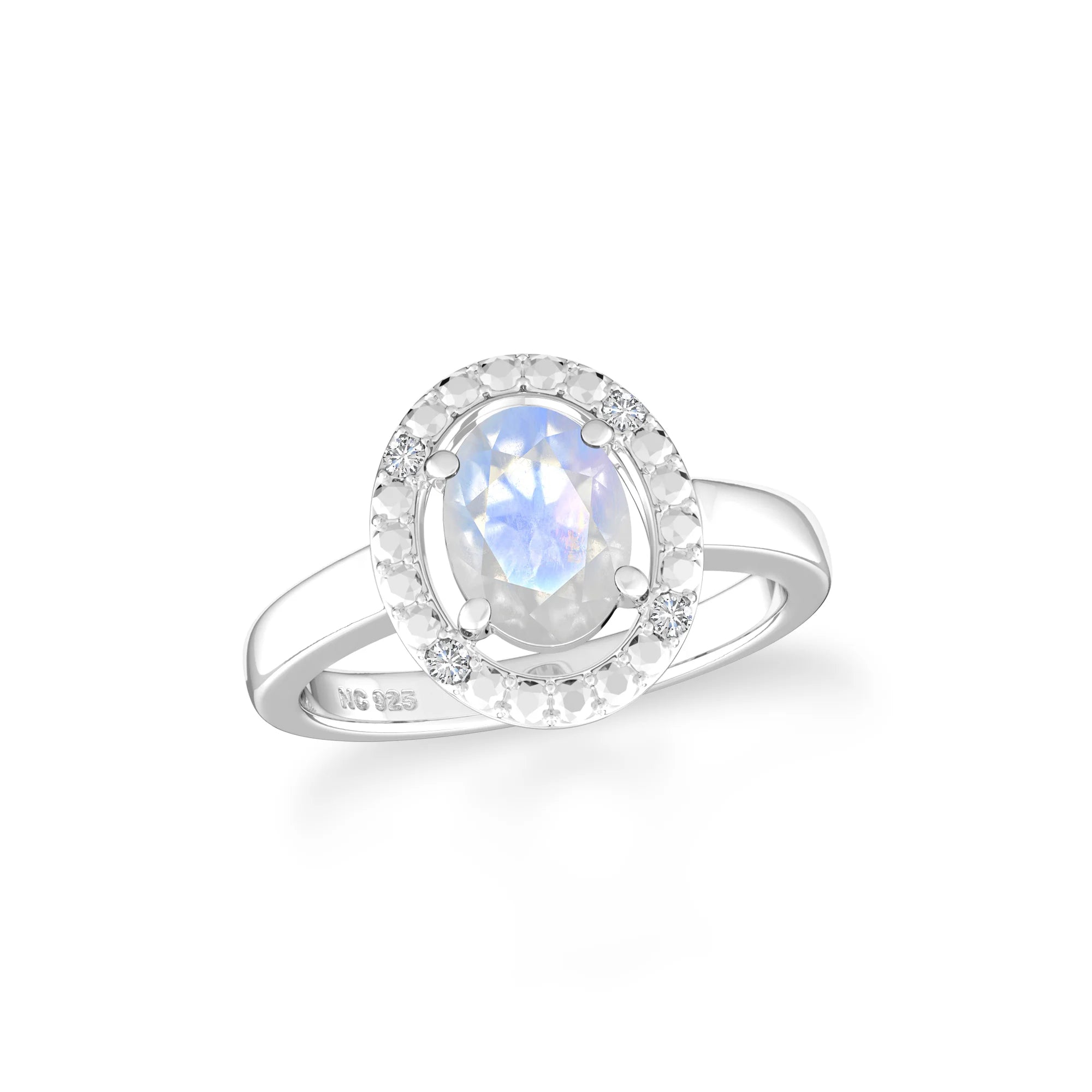 rainbow-moonstone prong-set ring