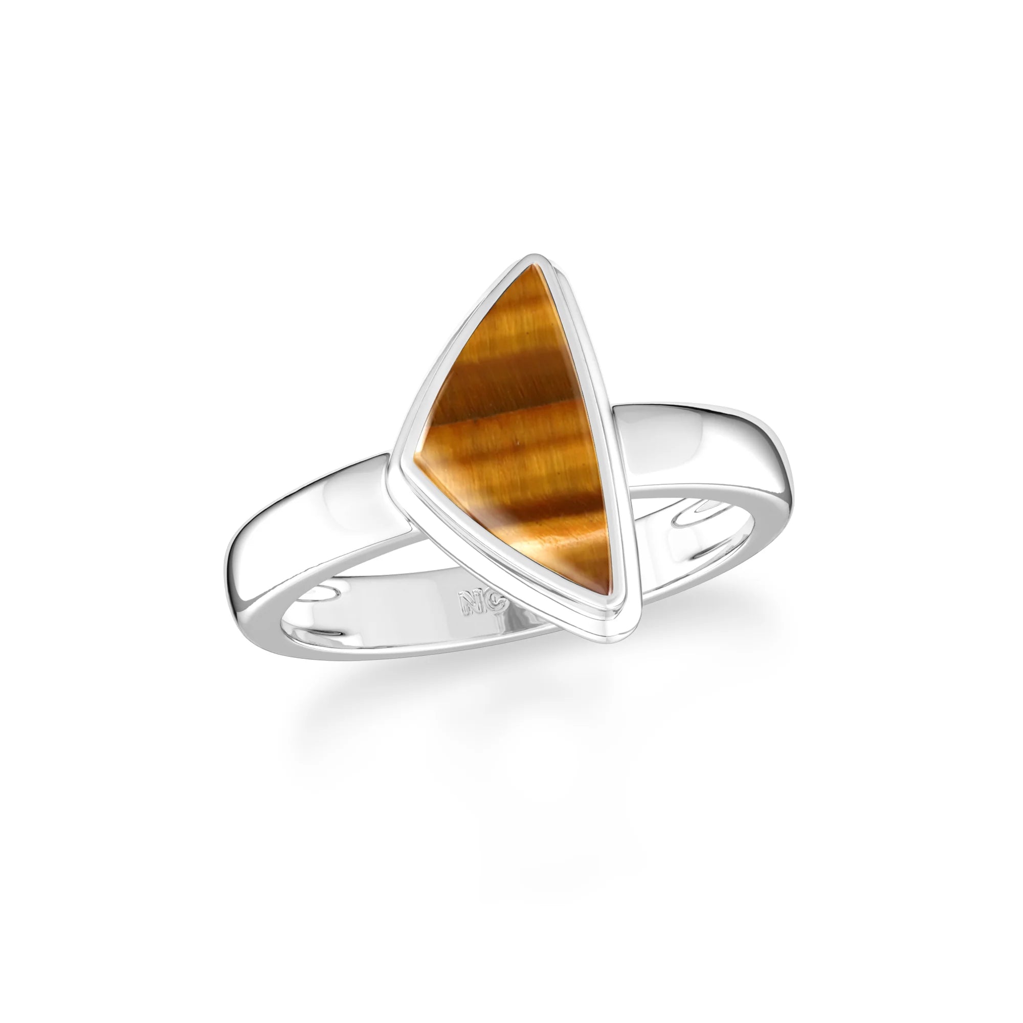 tiger-eye bezel-set ring