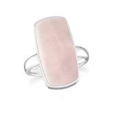 rose-quartz bezel-set ring