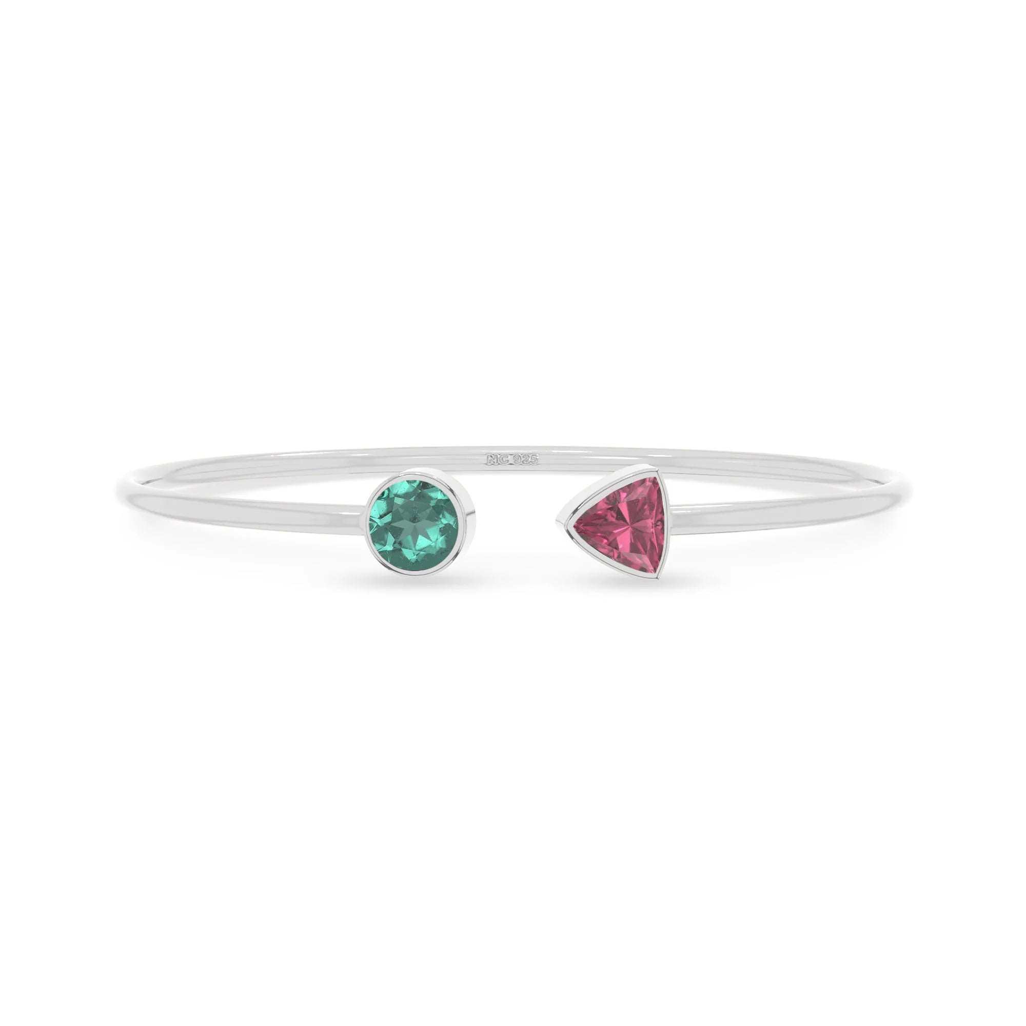 green tourmaline with pink tourmaline cut bracelet