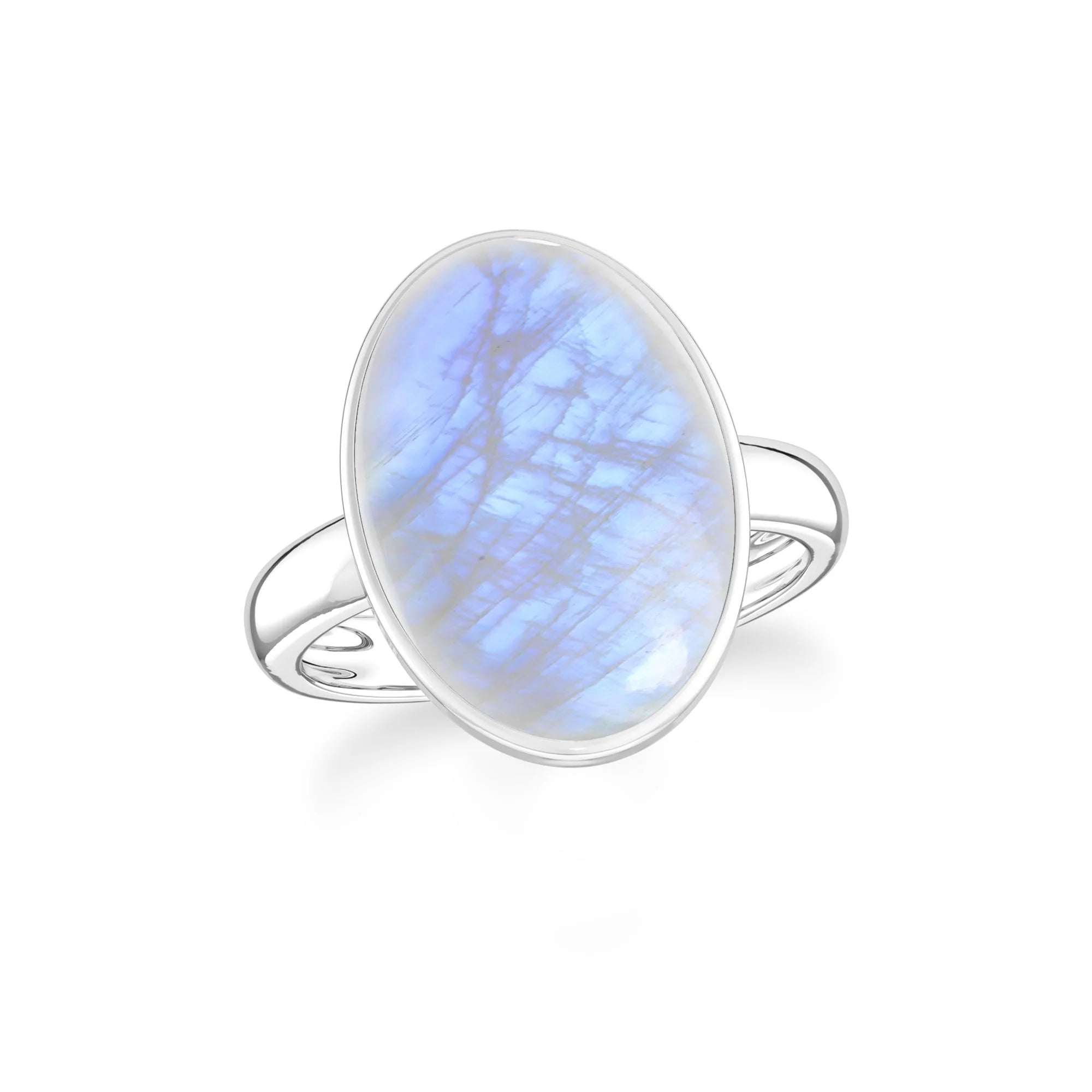 rainbow-moonstone bezel-set ring