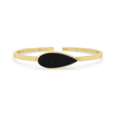 Natural Cab Shungite Pear Twister Bracelets For Women in 18K Gold Vermeil