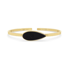Natural Cab Shungite Pear Twister Bracelets For Women in 18K Gold Vermeil