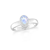 rainbow-moonstone bezel-set ring