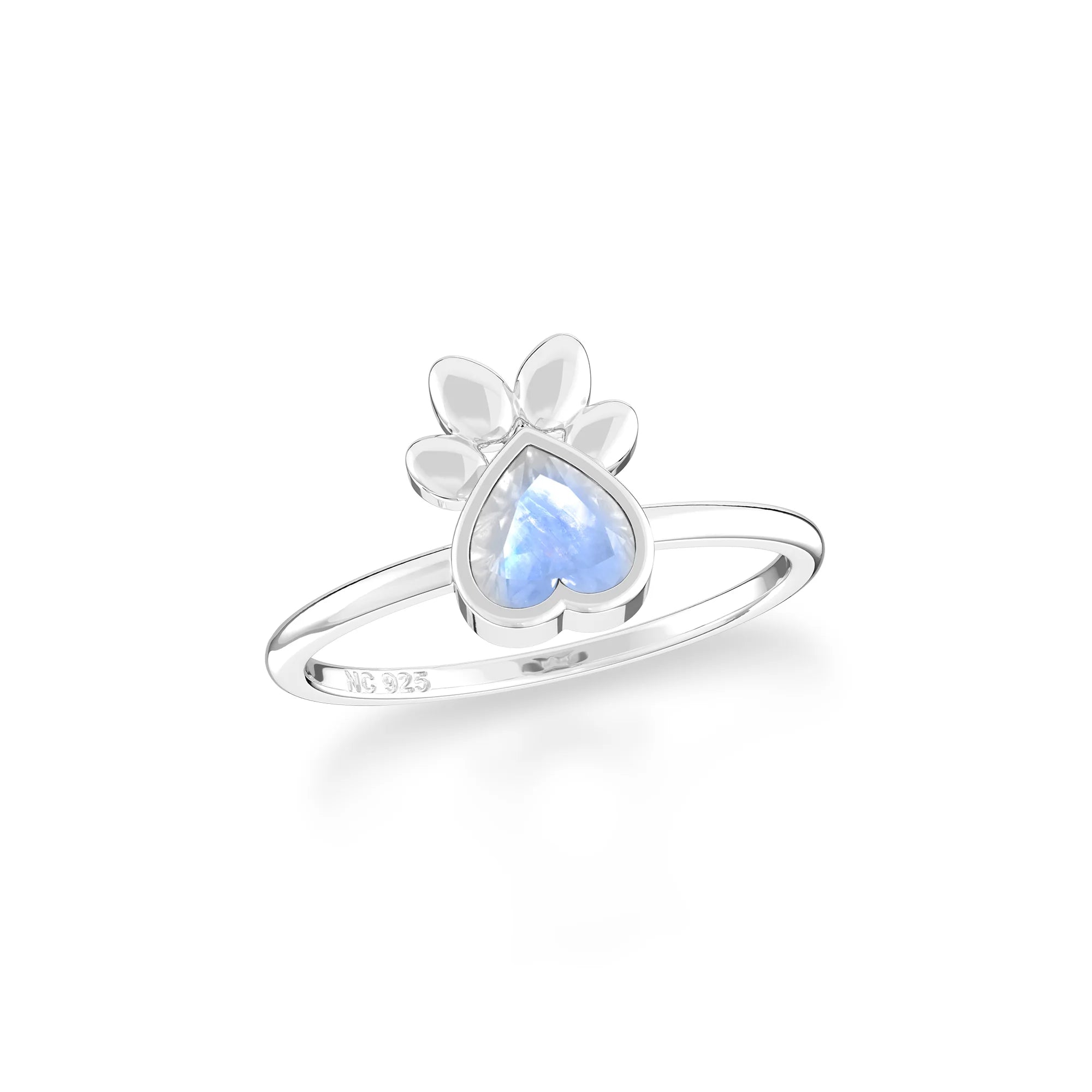 rainbow-moonstone bezel-set ring