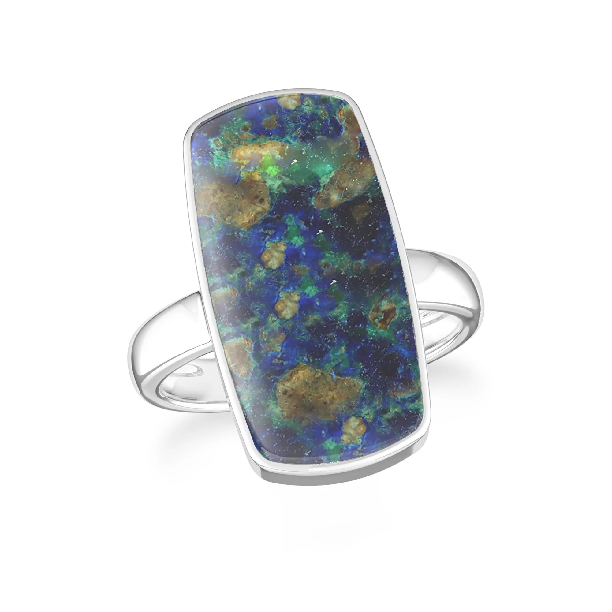 azurite malachite bezel-set ring
