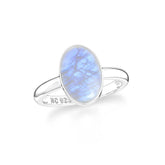 rainbow moonstone bezel-set ring