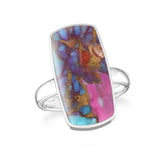 pink-spiny-oyster bezel-set ring