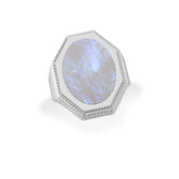 rainbow moonstone men bezel-set ring