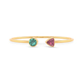 green tourmaline with pink tourmaline cut bracelet