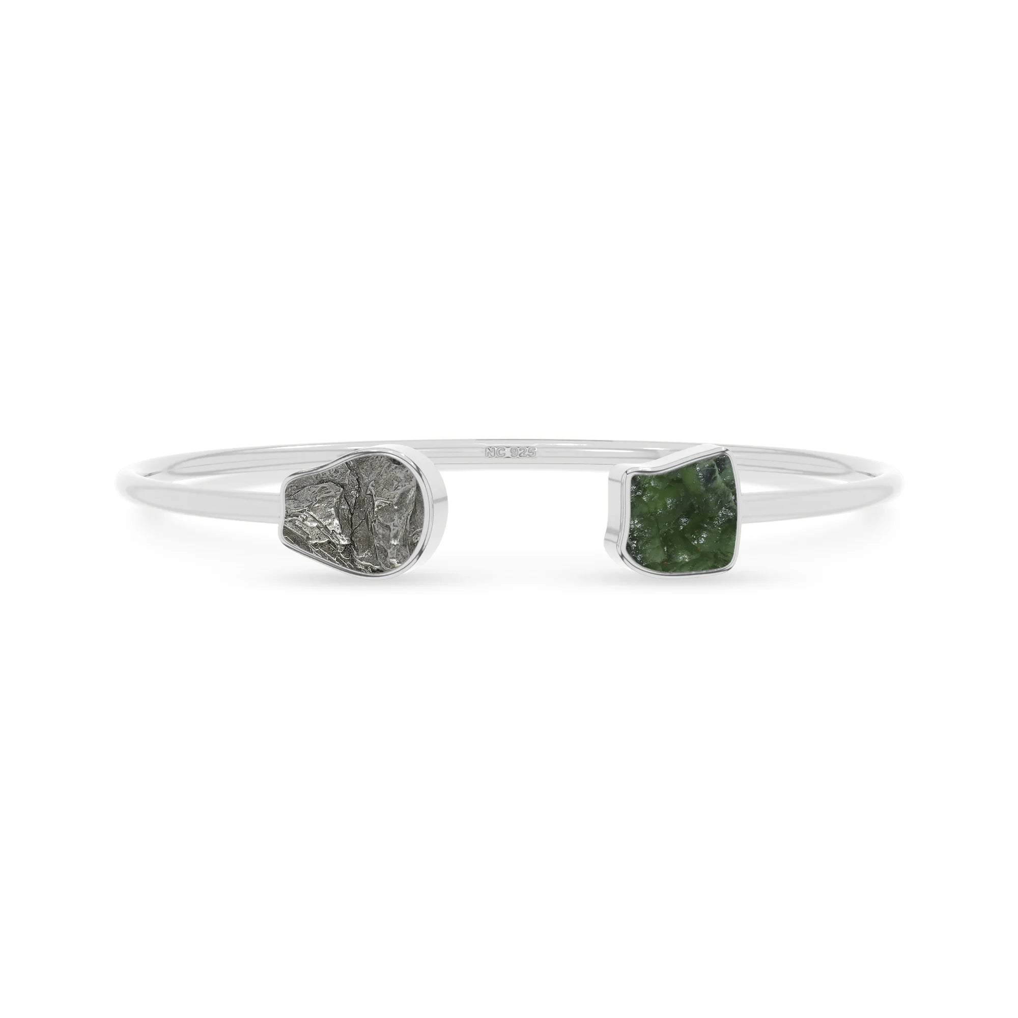 meteorite with moldavite twister bracelet