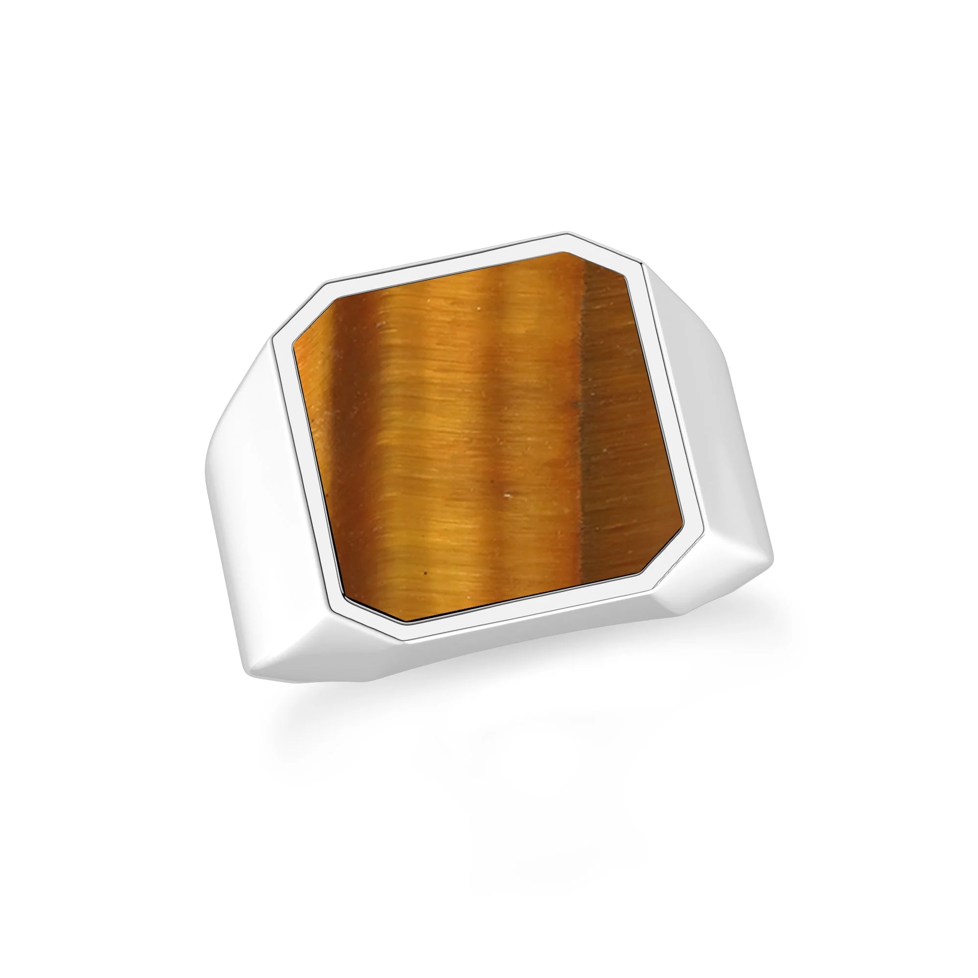 tiger eye men bezel-set ring