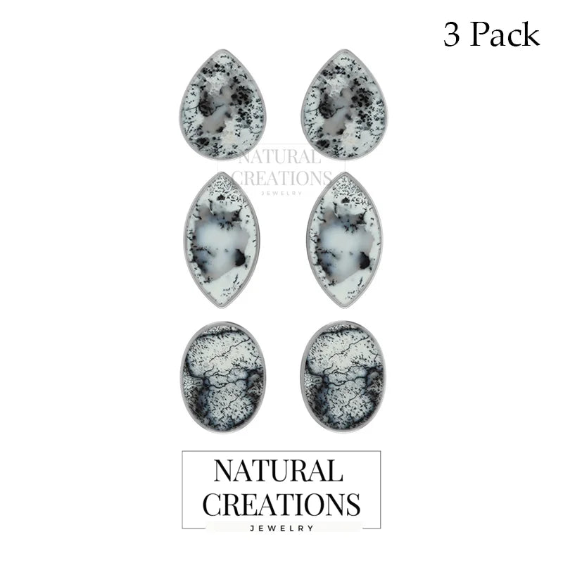 dendritic opal cab earrings