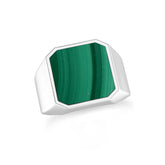 malachite men bezel-set ring