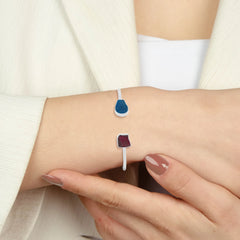 neon apatite with rhodolite garnet twister bracelet