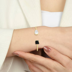 herkimer with black tourmaline twister bracelet