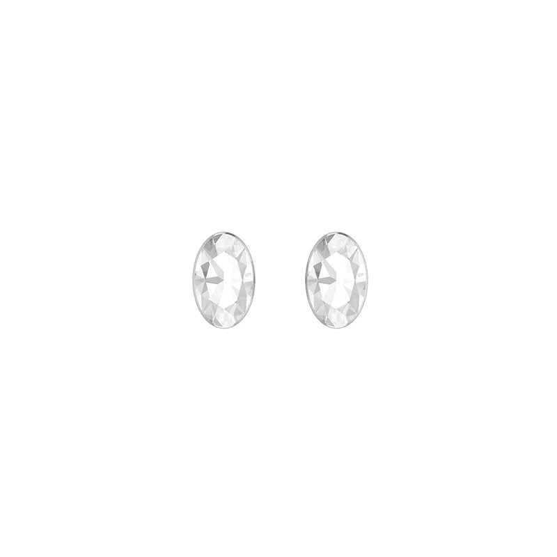 white topaz cut oval earrings