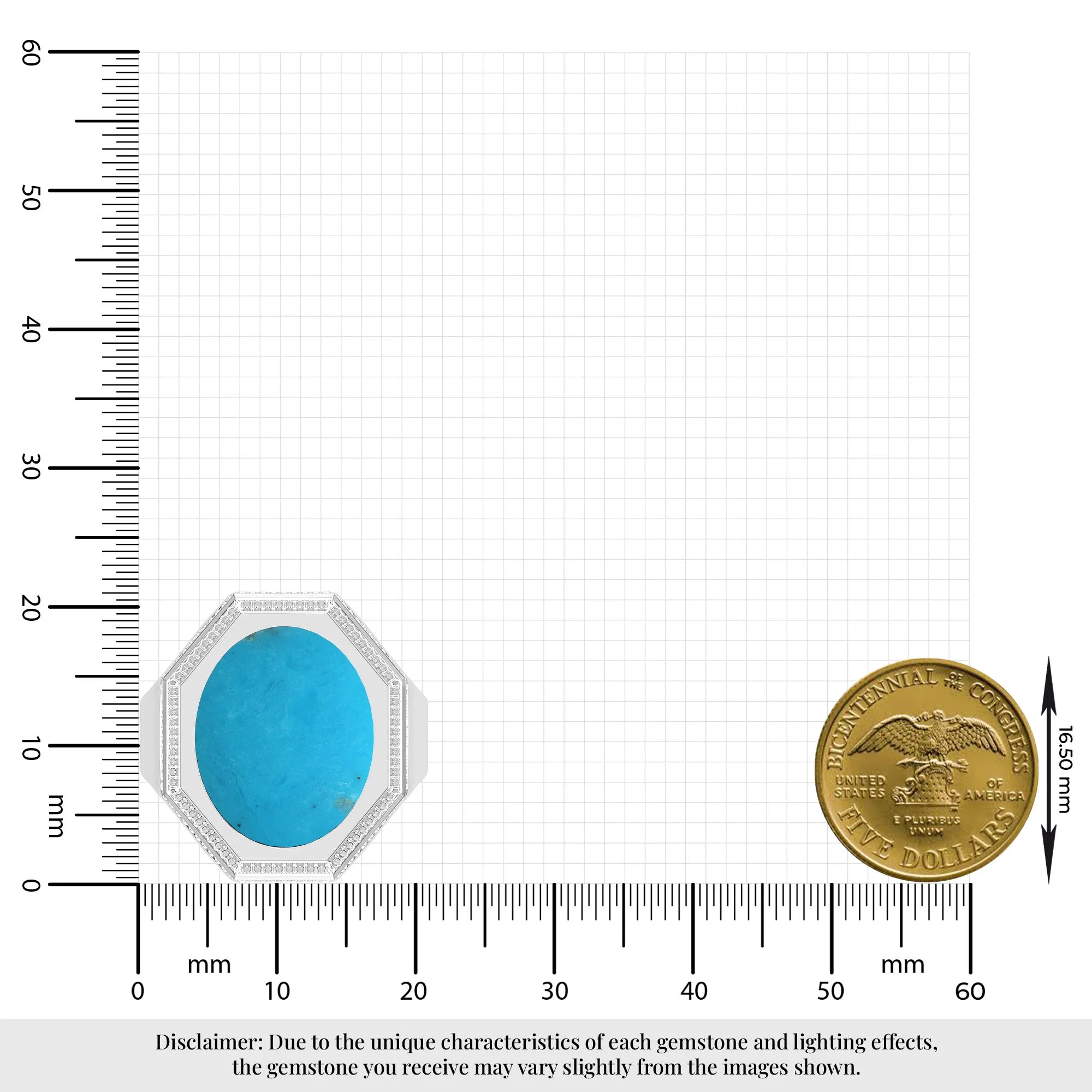 turquoise men bezel-set ring