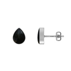 black tourmaline cab earrings