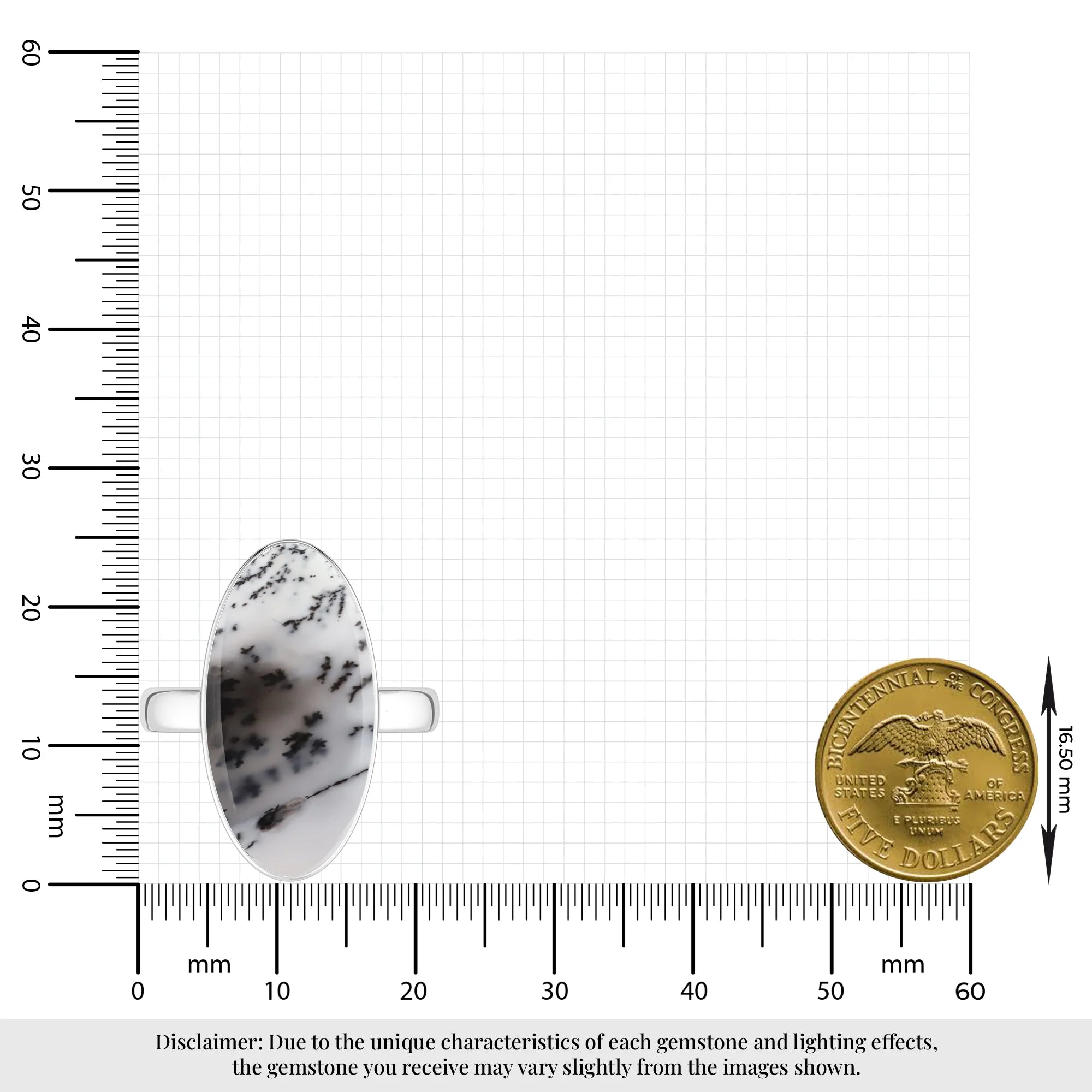 dendritic-opal bezel-set ring