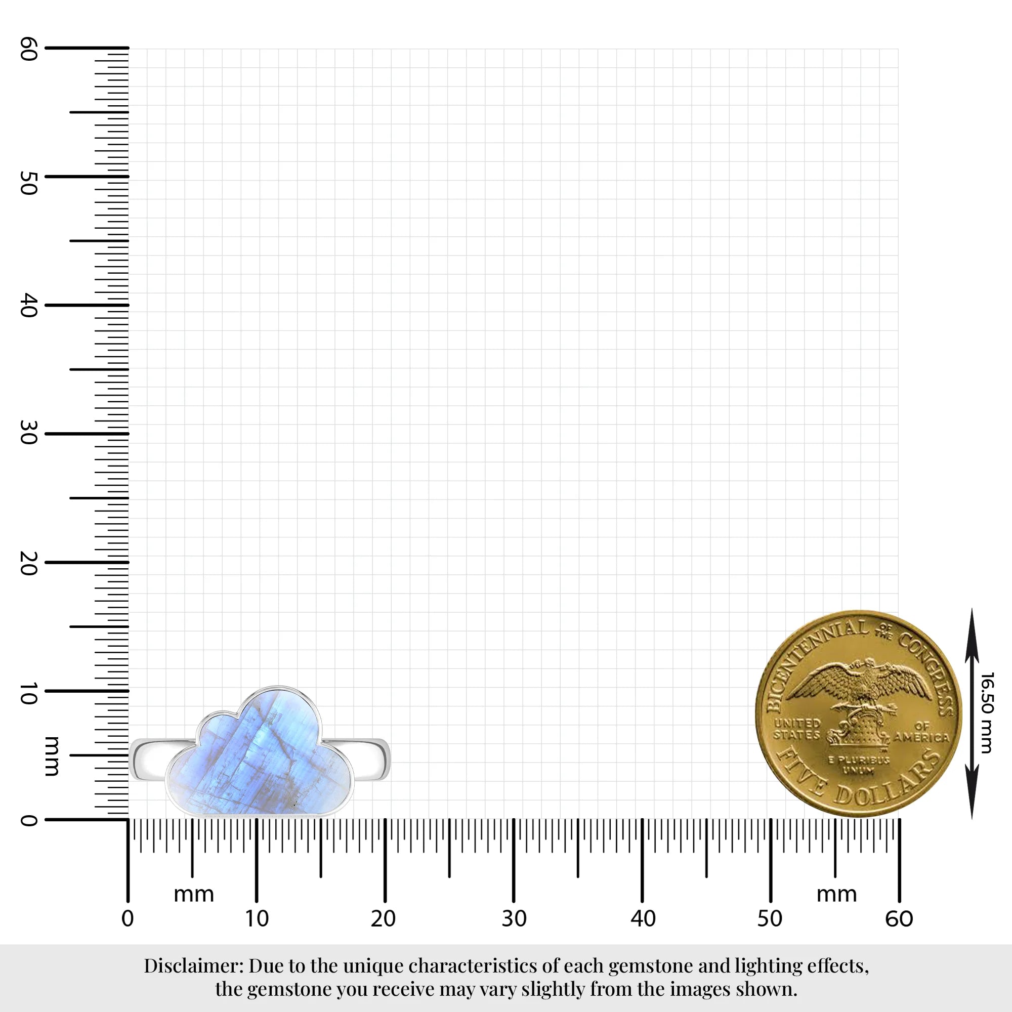 rainbow moonstone bezel-set ring