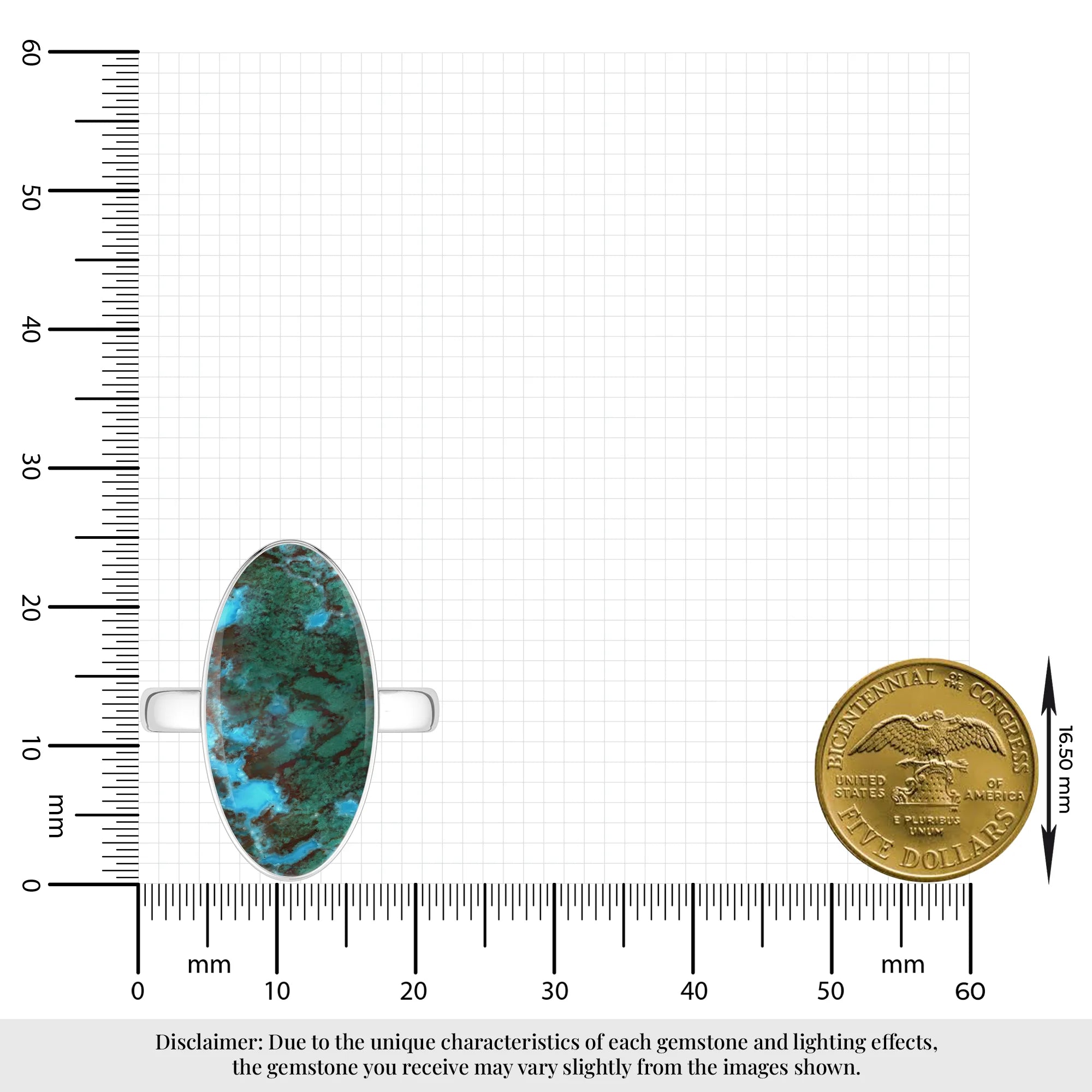 chrysocolla bezel-set ring