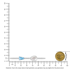 Natural Cab Pearl with Larimar Pear-Tie Shape Twister Bracelets for Women in Sterling Silver