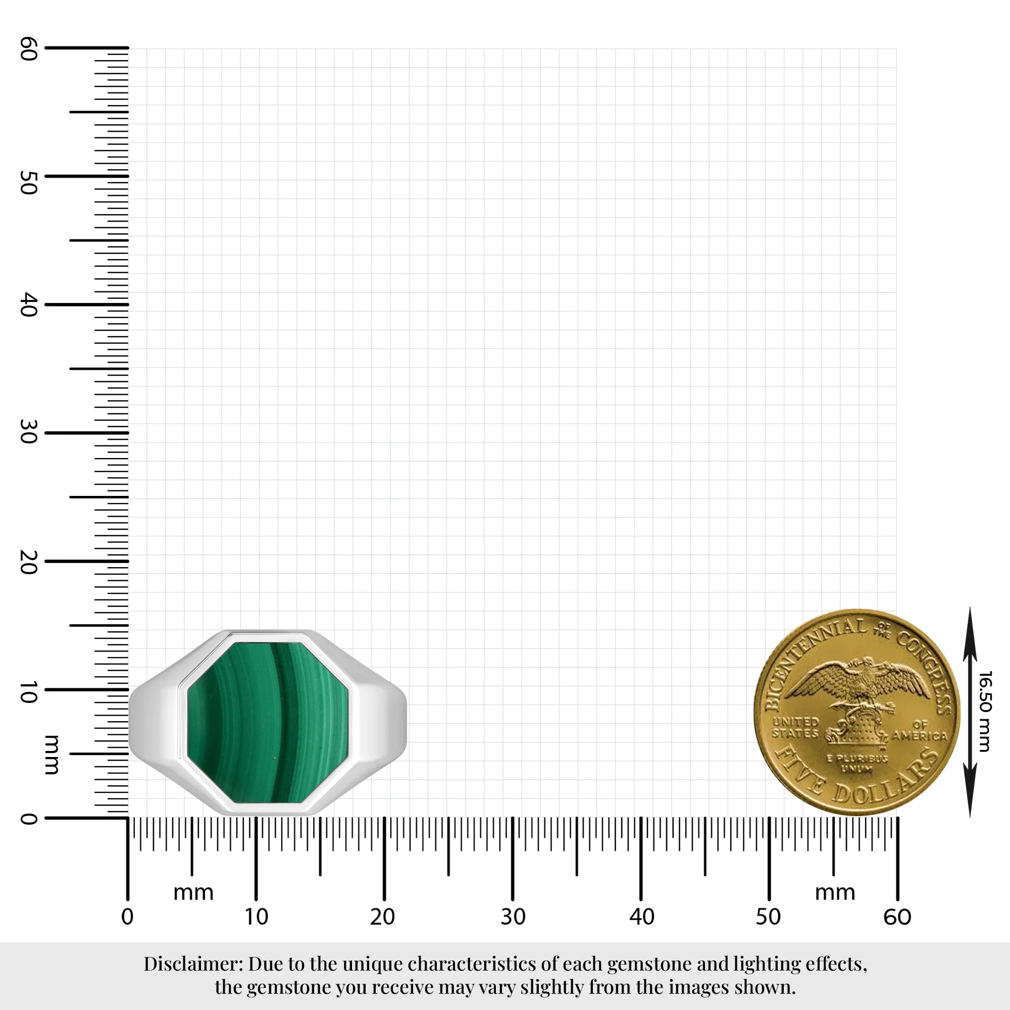 malachite men bezel-set ring